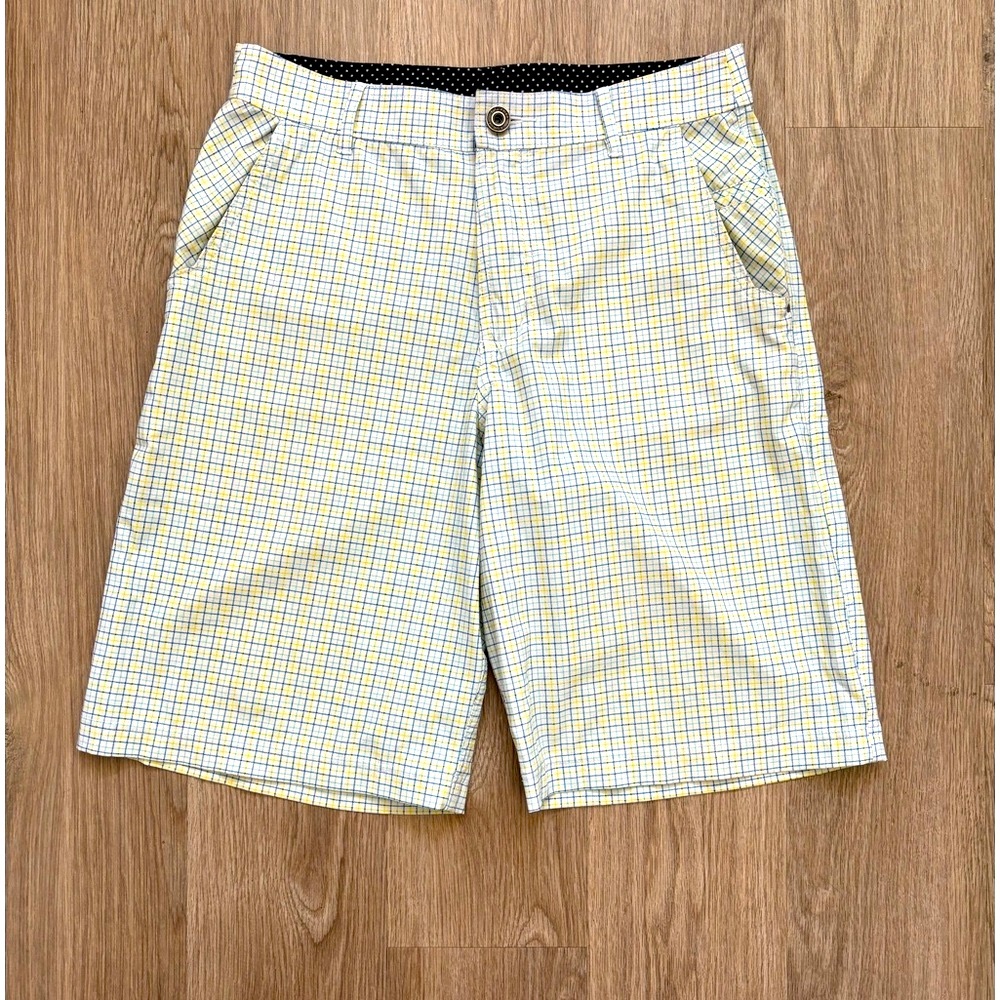 lululemon athletica White and Yellow Flat Front Shorts